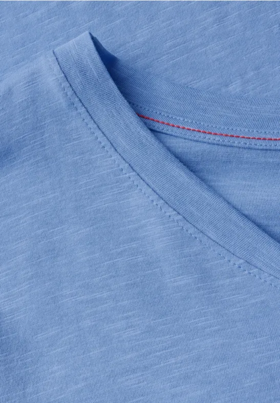 T-shirt basique à col en V aster blue