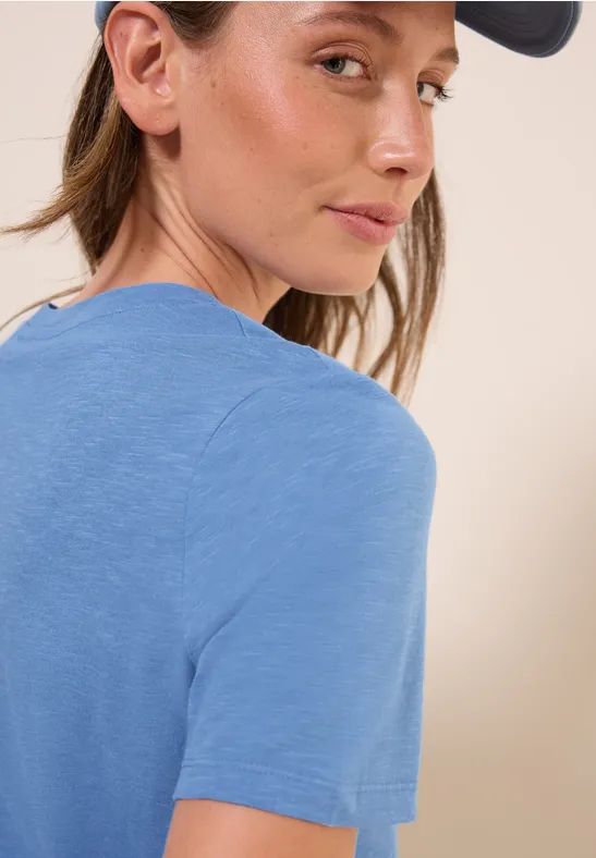T-shirt basique à col en V aster blue