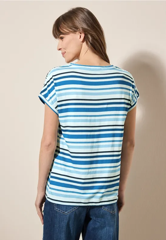 Streifen-Shirt mit Raffung universal blue