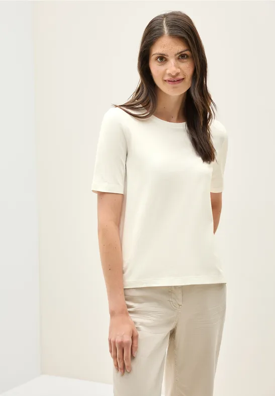 T-shirt basique à col rond vanilla white