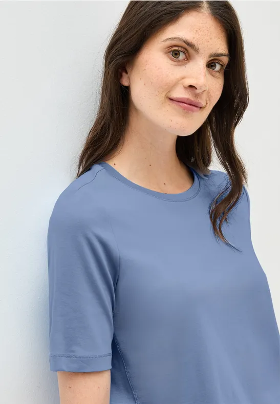 Basic Rundhals T-Shirt deep pastel blue