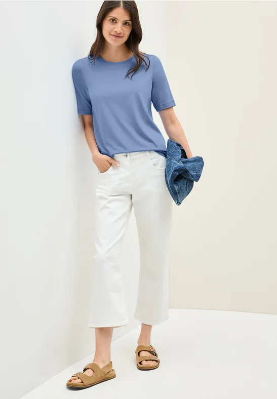 Basic Rundhals T-Shirt deep pastel blue