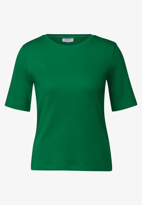 T-shirt basique à structure côtelée garden green
