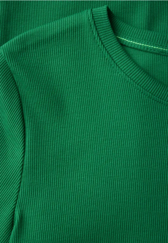 T-shirt basique à structure côtelée garden green