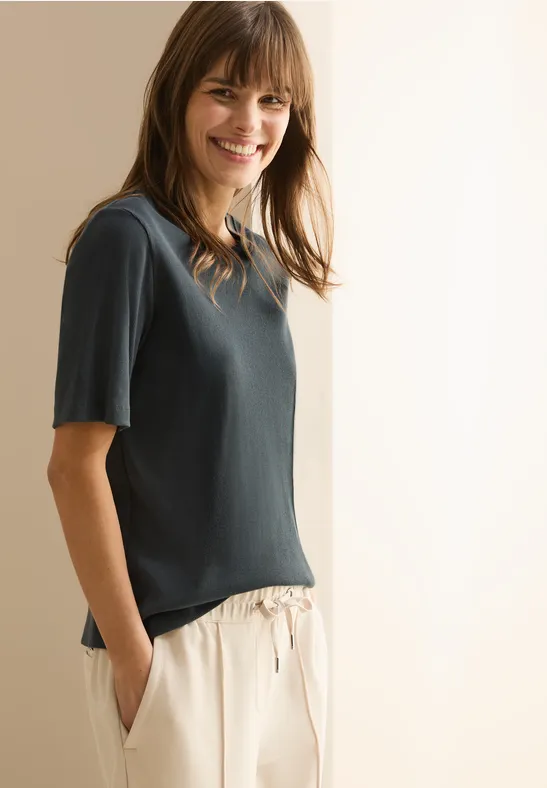 Basic Rippstruktur T-Shirt slate khaki