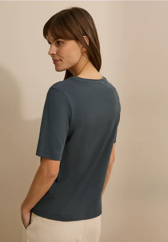 Basic Rippstruktur T-Shirt slate khaki