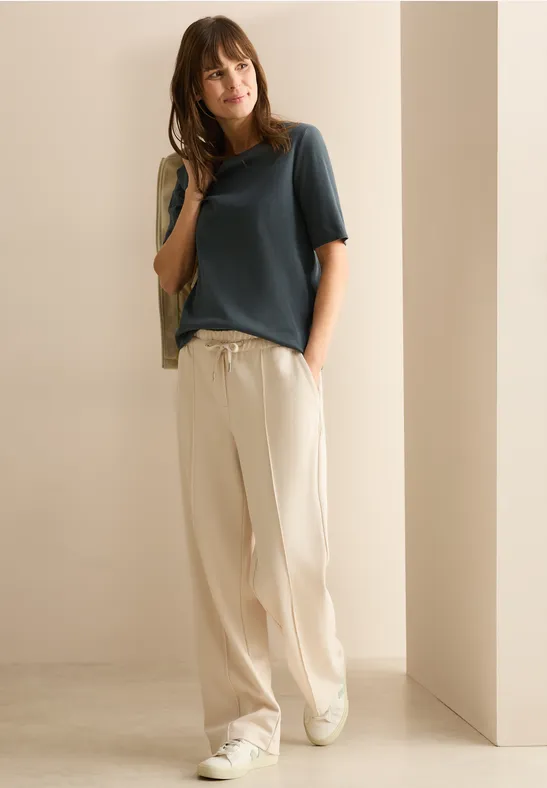 Basic Rippstruktur T-Shirt slate khaki