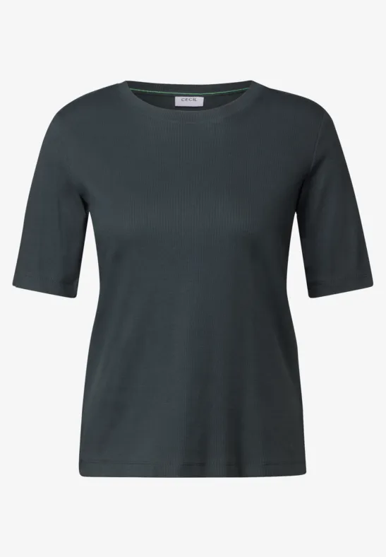 Basic Rippstruktur T-Shirt slate khaki