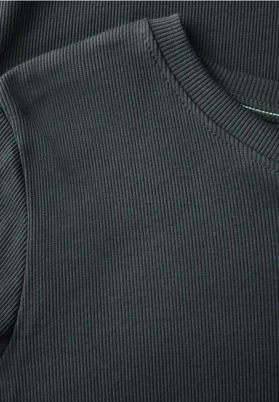 Basic Rippstruktur T-Shirt slate khaki
