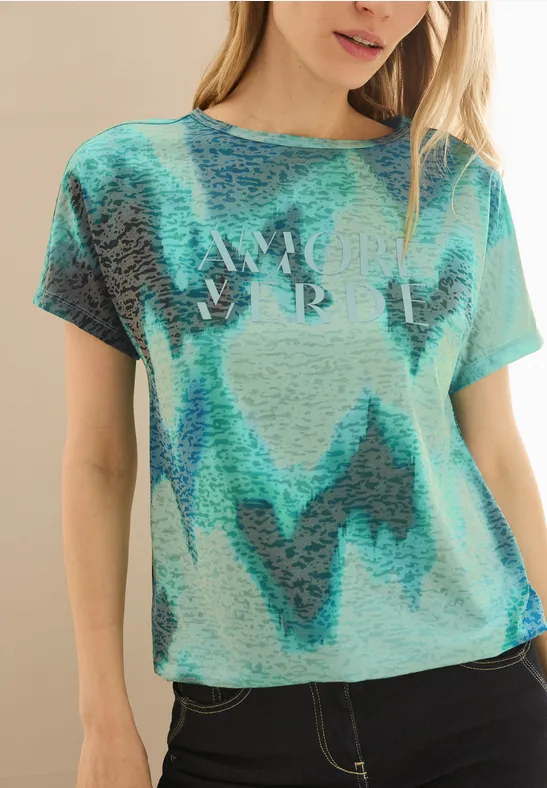 T-shirt imprimé avec wording cool salvia green