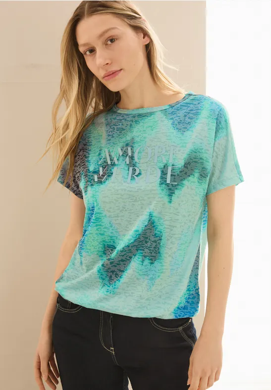 T-shirt imprimé avec wording cool salvia green