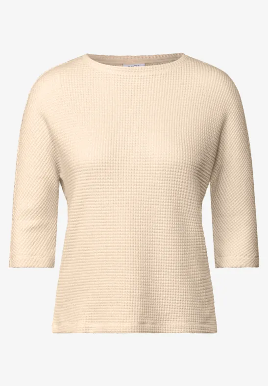 Ajour Strukturshirt pearl beige