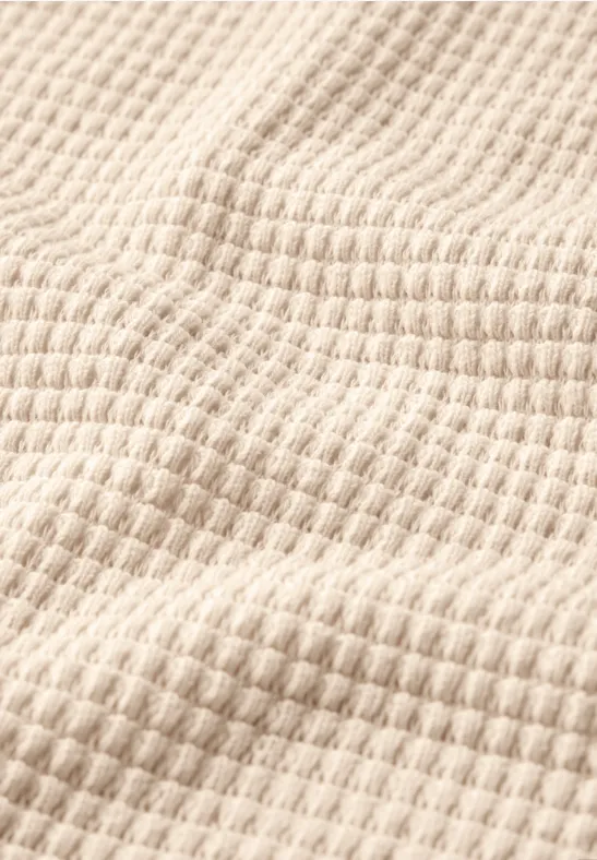 Ajour Strukturshirt pearl beige
