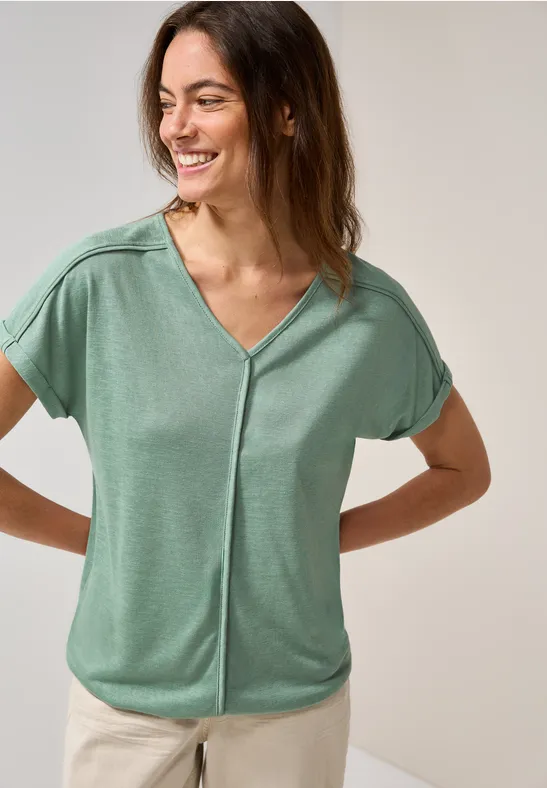 T-Shirt mit Deko-Nähten matcha green