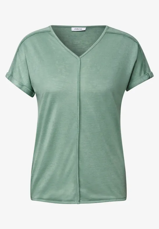 T-Shirt mit Deko-Nähten matcha green