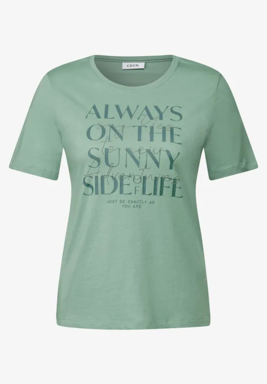 Shirt mit Wording Artwork matcha green
