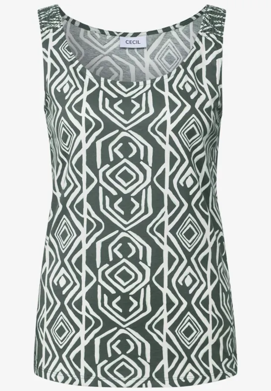 Top mit Smok-Details balmy khaki