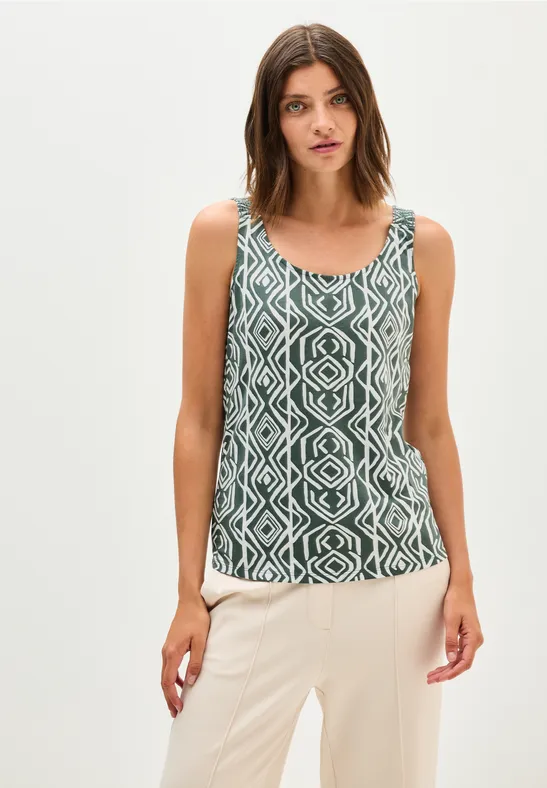 Top mit Smok-Details balmy khaki