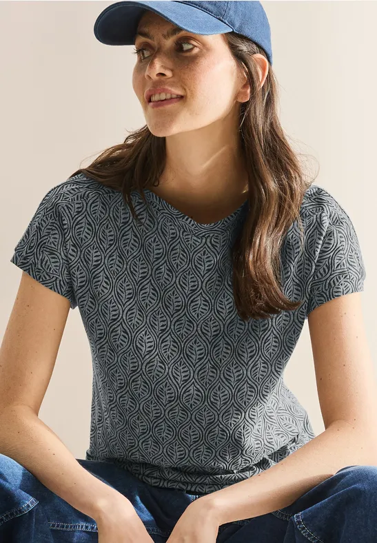 Melange-Look Shirt slate khaki melange