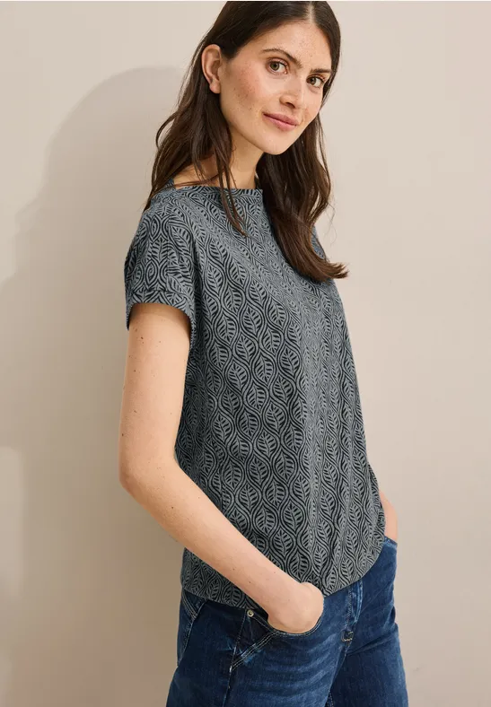 Melange-Look Shirt slate khaki melange