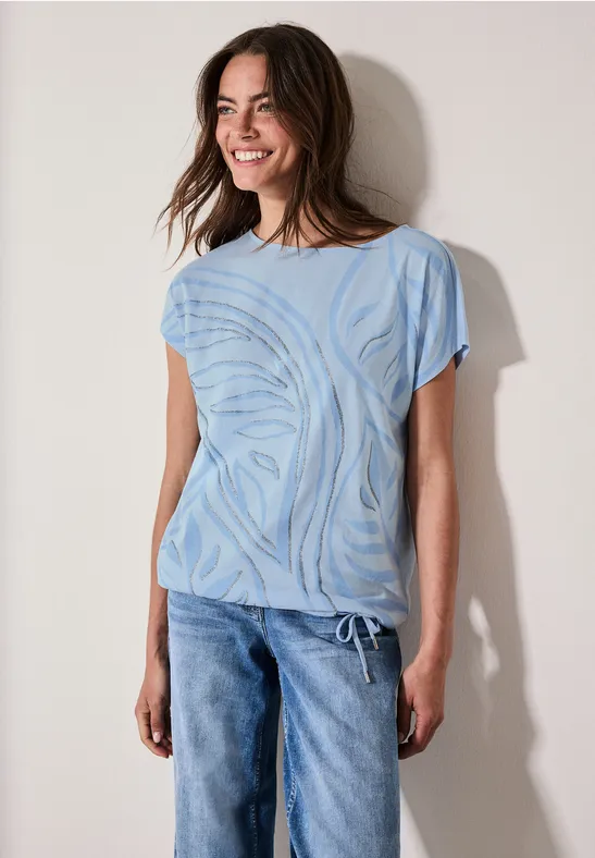 Gemustertes T-Shirt pastel blue