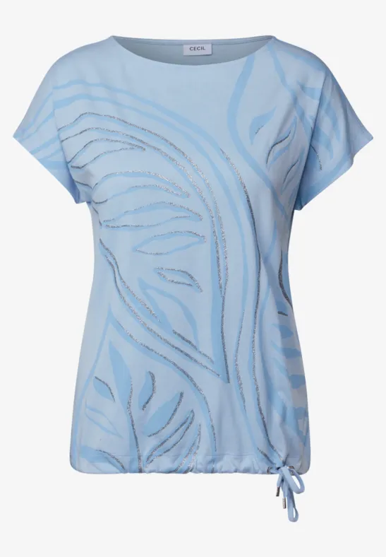 Gemustertes T-Shirt pastel blue