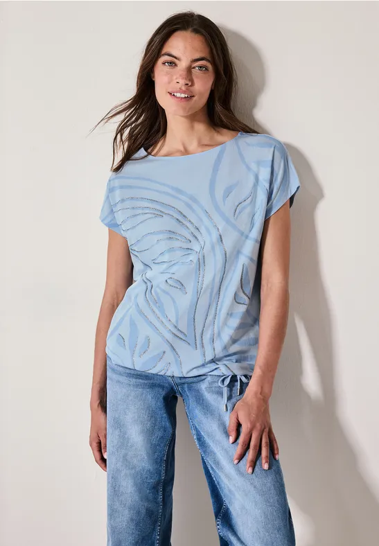 Gemustertes T-Shirt pastel blue