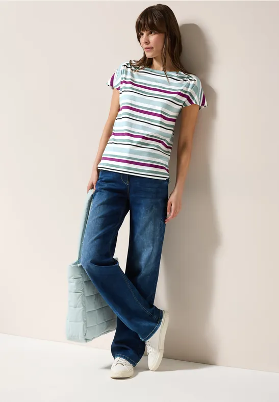 Gestreiftes T-Shirt matcha green