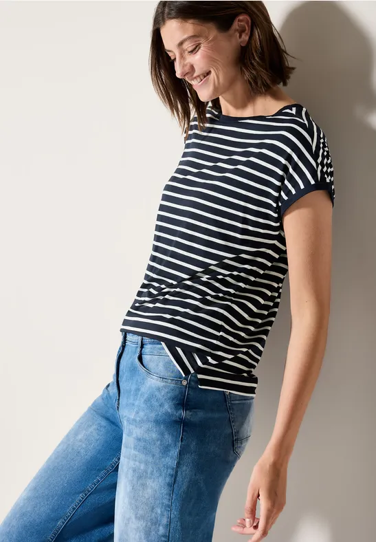 Gestreiftes T-Shirt universal blue