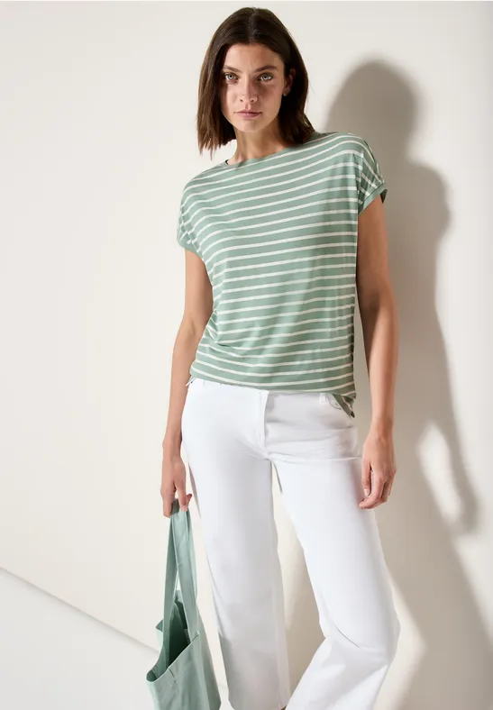 Gestreiftes T-Shirt matcha green