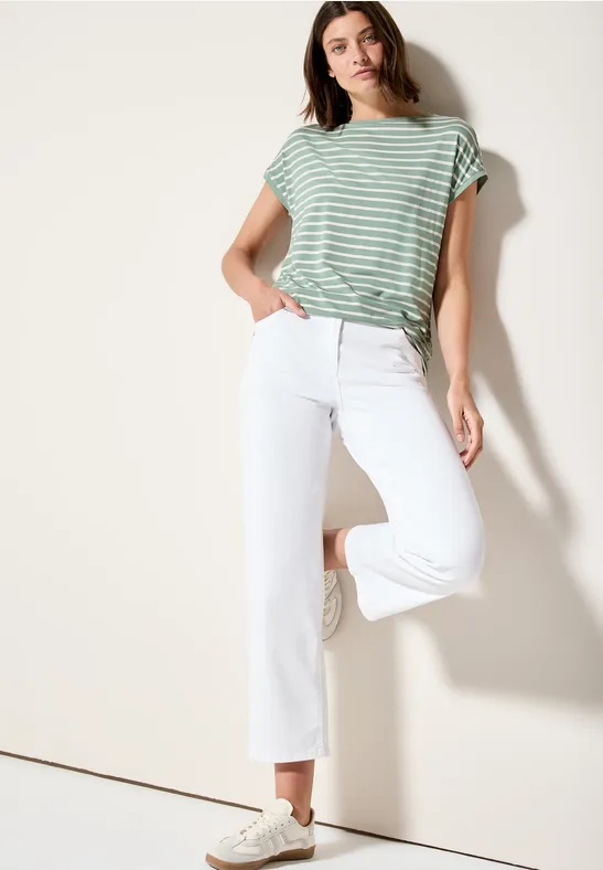 Gestreiftes T-Shirt matcha green