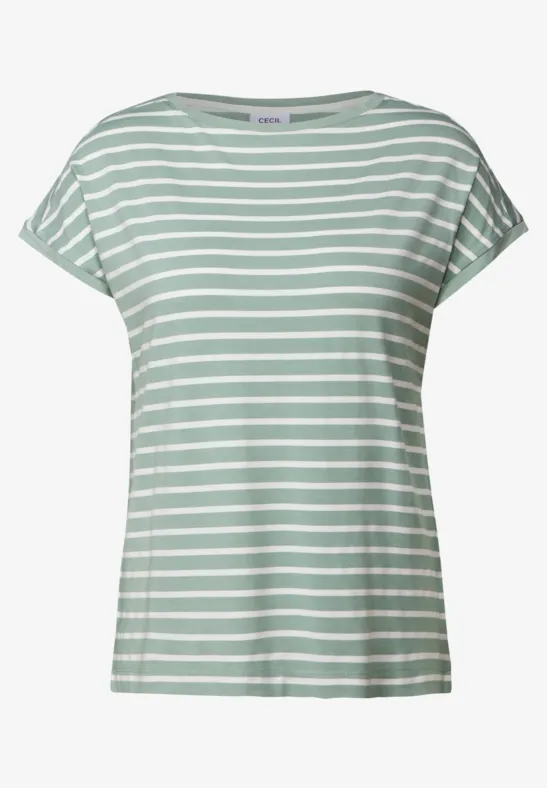 Gestreiftes T-Shirt matcha green