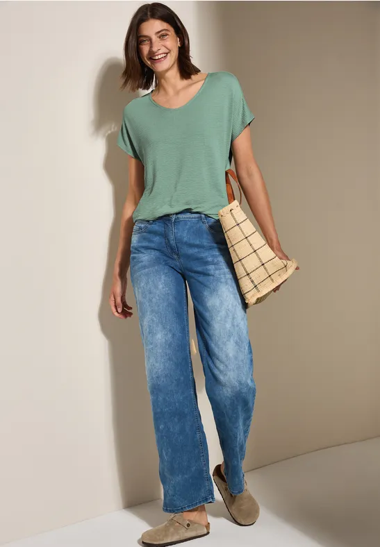 T-shirt à structure mixte matcha green