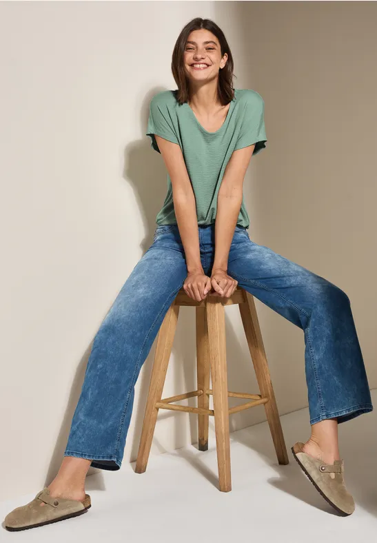 T-shirt à structure mixte matcha green