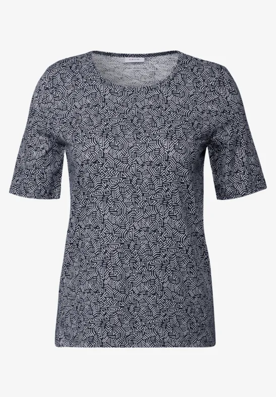 Gemustertes Rundhalsshirt universal blue