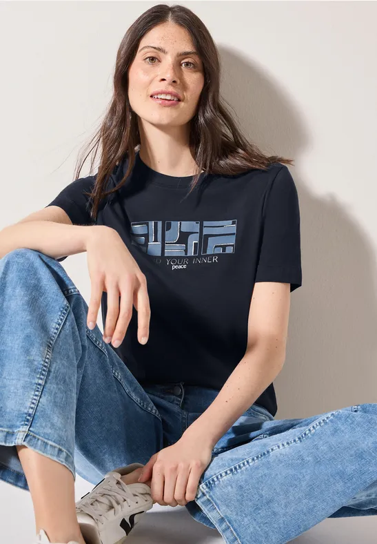 T-shirt basique avec imprimé universal blue
