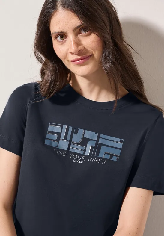 T-shirt basique avec imprimé universal blue