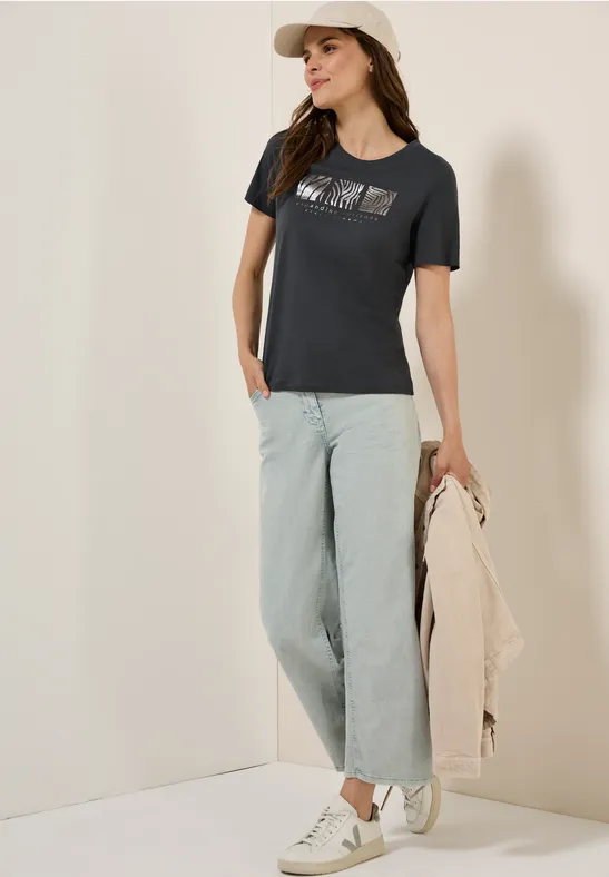 T-Shirt mit Frontprint volcanic grey