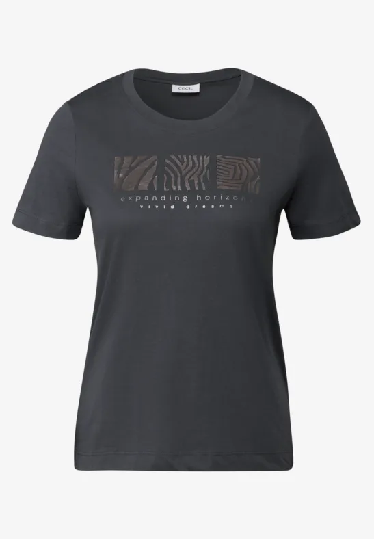 T-Shirt mit Frontprint volcanic grey