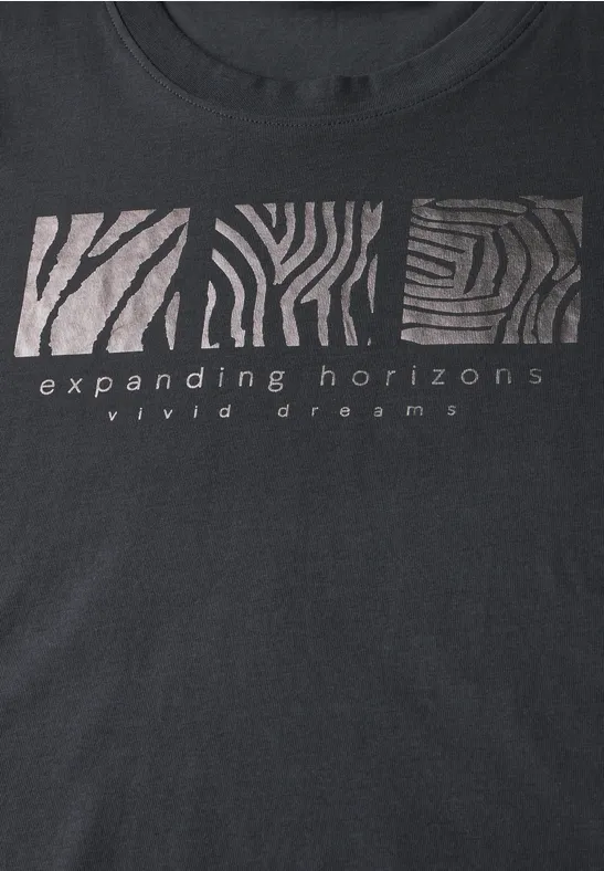 T-Shirt mit Frontprint volcanic grey