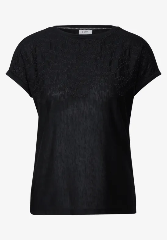 Shirt mit Stick-Muster Black