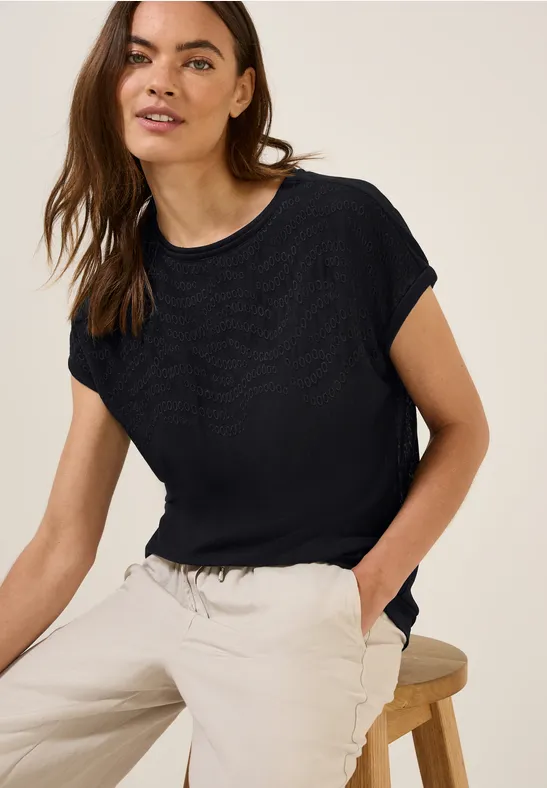 Shirt mit Stick-Muster Black