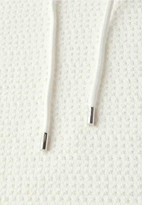 Strukturshirt mit Kapuze vanilla white