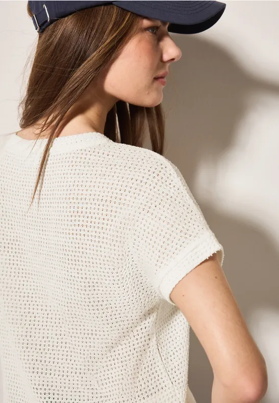Struktur-T-Shirt vanilla white