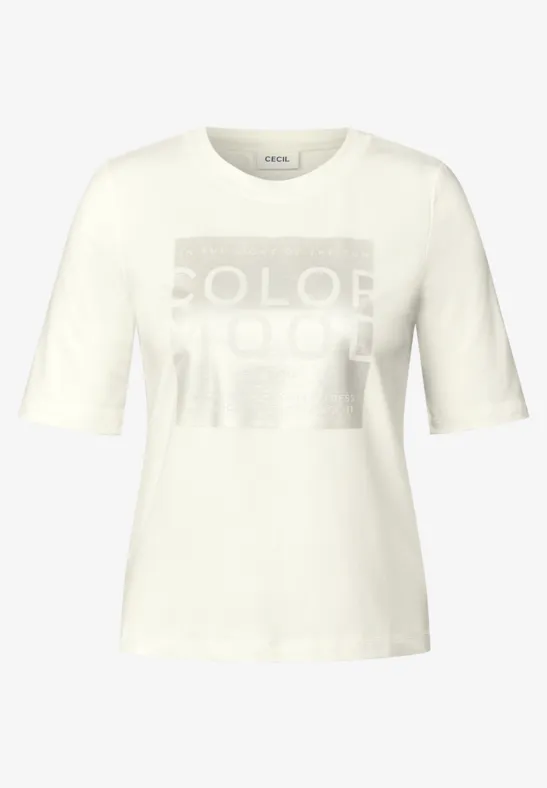 Softes Shirt mit Folienprint vanilla white