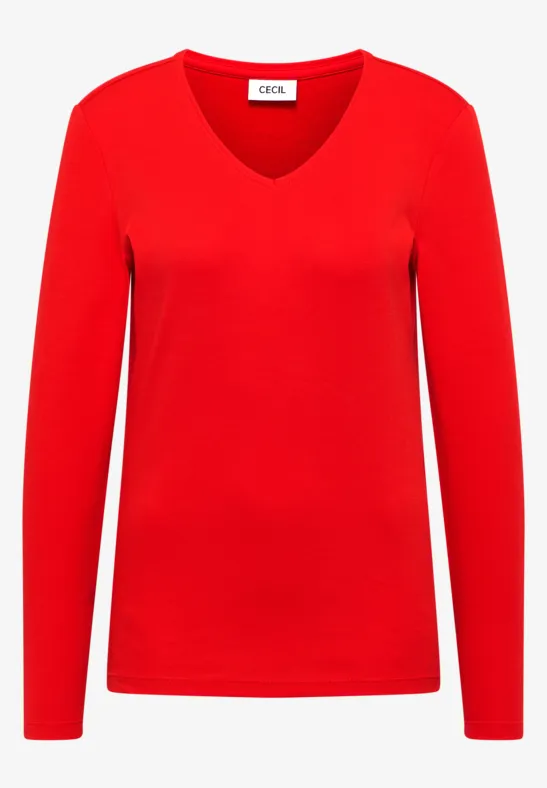 V-Neck Langarmshirt pumpkin orange