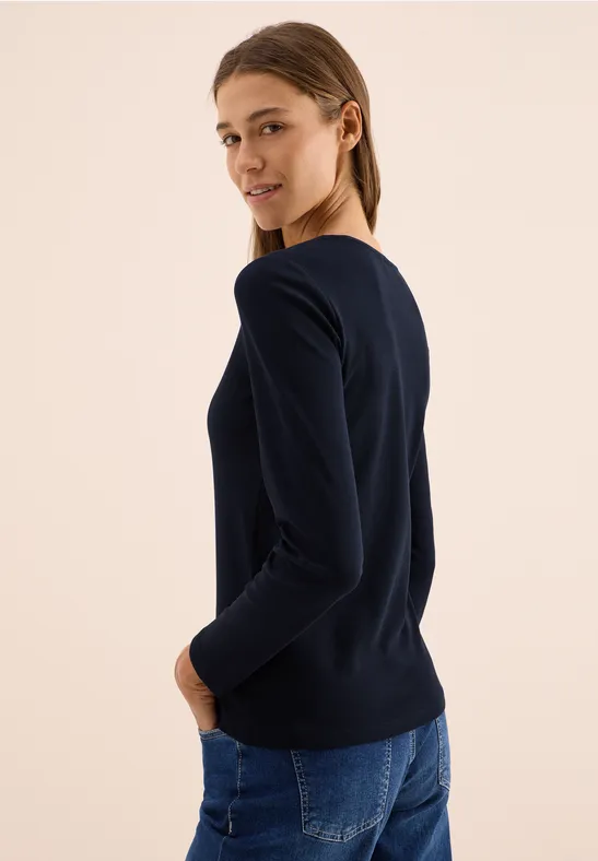 V-Neck Langarmshirt urban dark blue