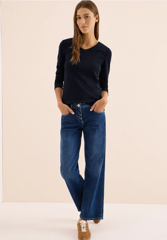 V-Neck Langarmshirt urban dark blue