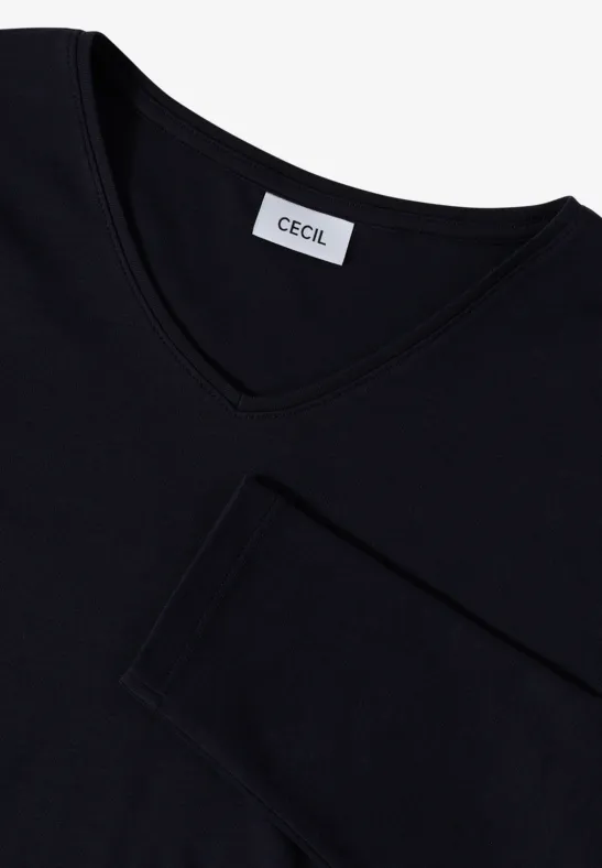 V-Neck Langarmshirt urban dark blue
