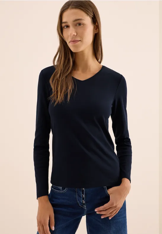 V-Neck Langarmshirt urban dark blue
